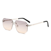 2283 Ramka bez krawędzi z UV400 heksogan soczewką smukłe metalowe świątynie unisex okulary przeciwsłoneczne