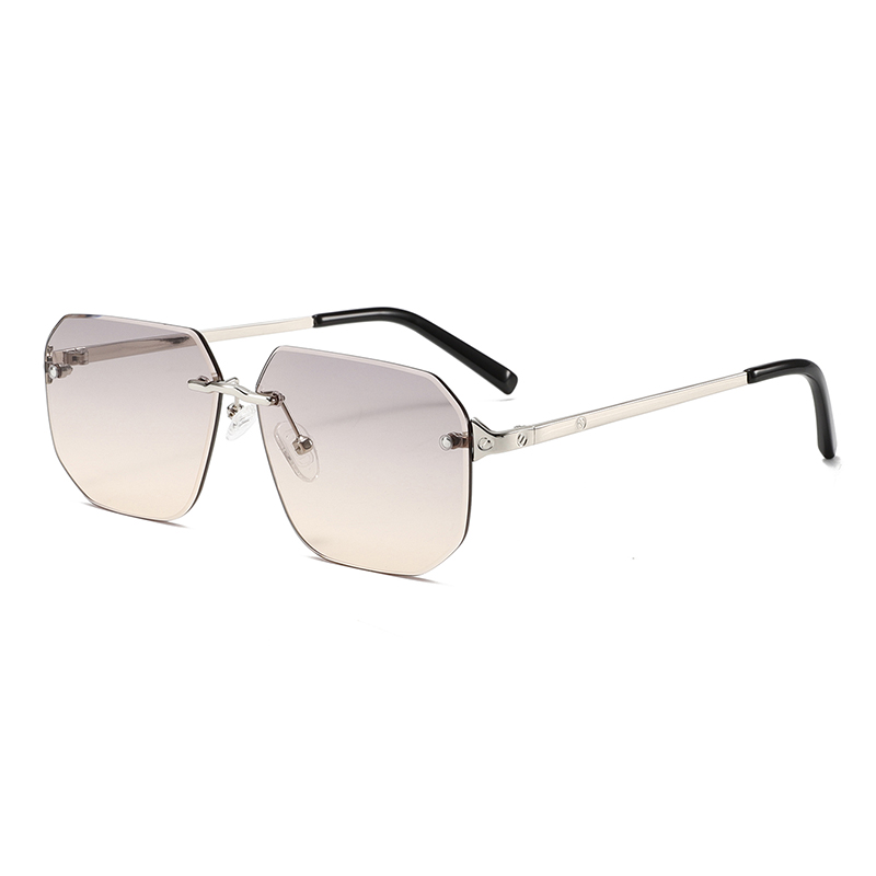 2283 Ramka bez krawędzi z UV400 heksogan soczewką smukłe metalowe świątynie unisex okulary przeciwsłoneczne