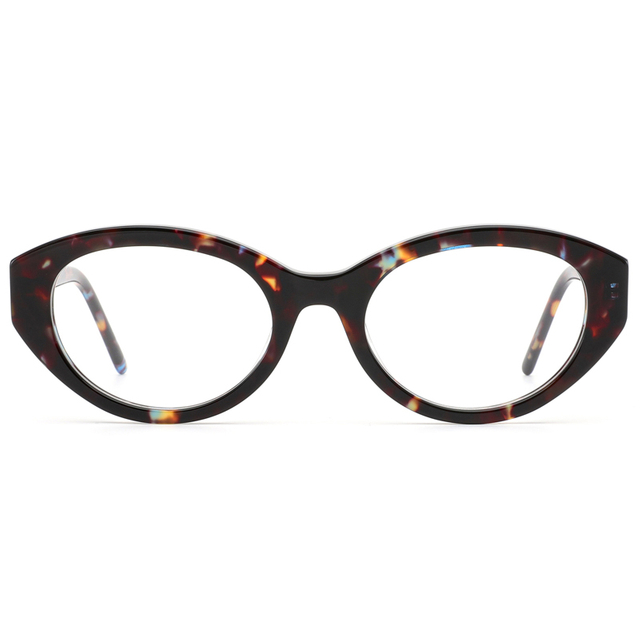 8202 Slim Acetate Construction with Oval Shaped Frames Spring Hinge Optical Frames for Women