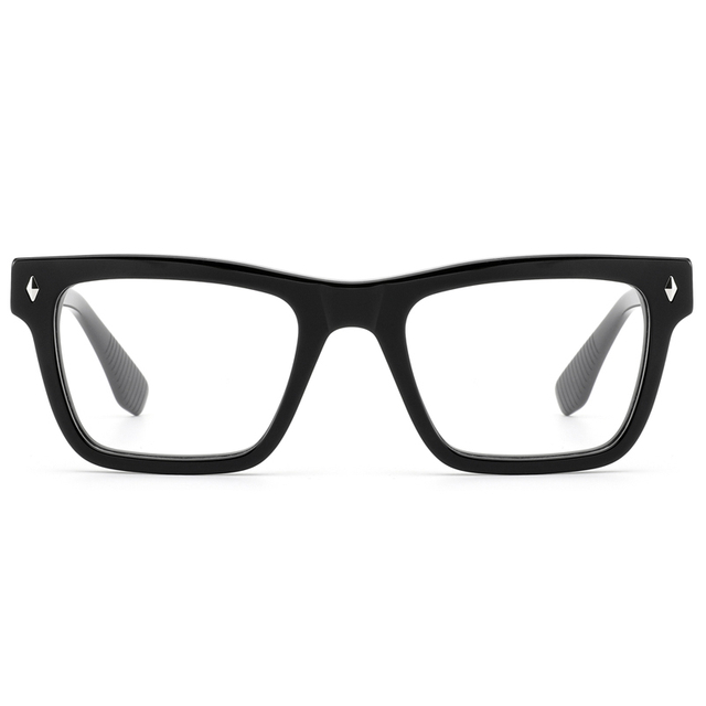 8016 Textured Square Shaped Acetate Construction Blue Light Blocking Optical Frames for Men