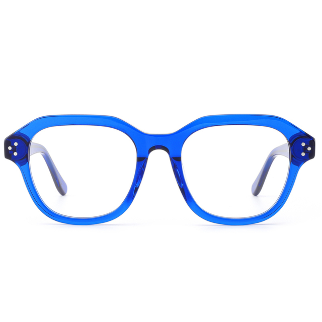 2156 Hexagonal Frames with Three Silver Metal Rivets Thick Acetate Construction Men Optical Frames
