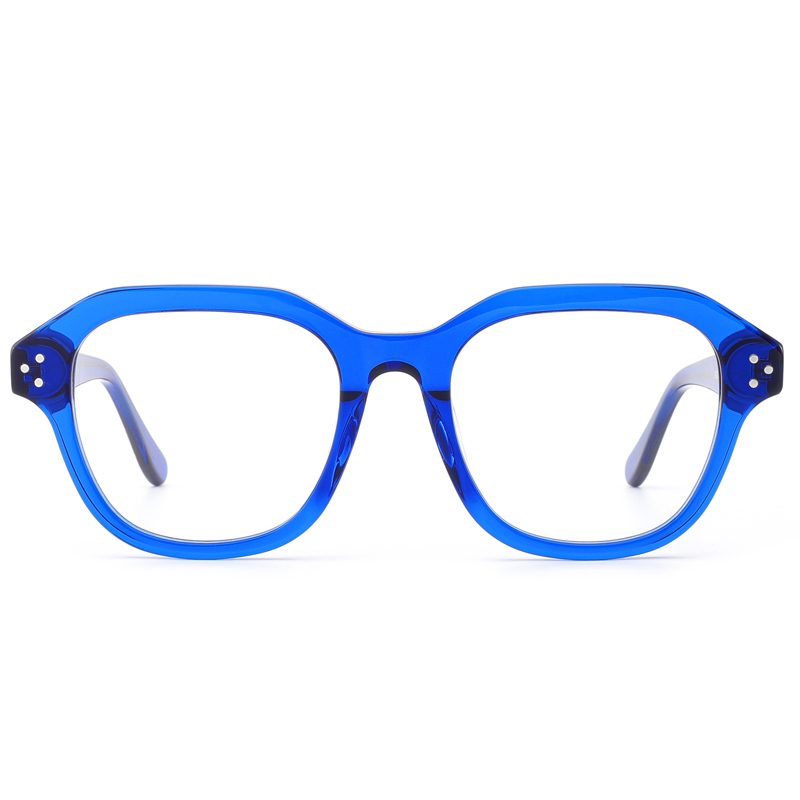 2156 Hexagonal Frames with Three Silver Metal Rivets Thick Acetate Construction Men Optical Frames