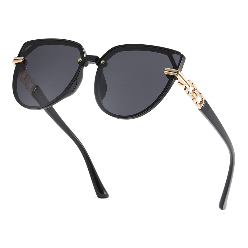 ទំនិញត្រៀមរួចជាស្រេច Cat Eye Shape Metal Chain Decoration Temple Lady TR90 Polarized Sunglasses #81791