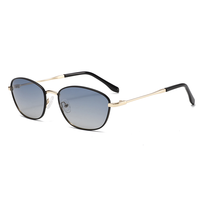 2312 gewölbter ovales Metalldrahtrahmen TAC Polarisierte Linse Ultraleicht Unisex Sonnenbrille