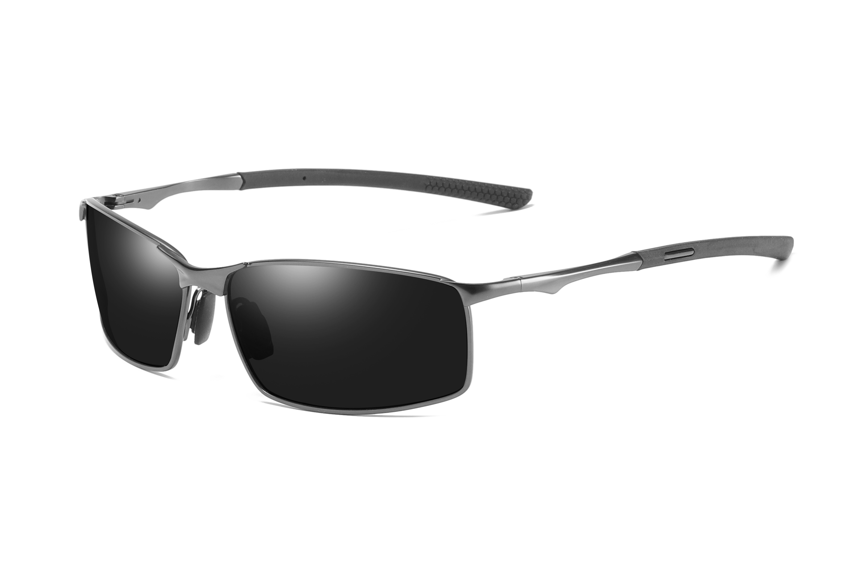 Classic Rectangle Shape Men Driving Metal + Rubber Polarized Sunglasses #81697