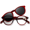 33103 Round Shaped Frame Hidden Magnetic Type Unisex Clip On Sunglasses