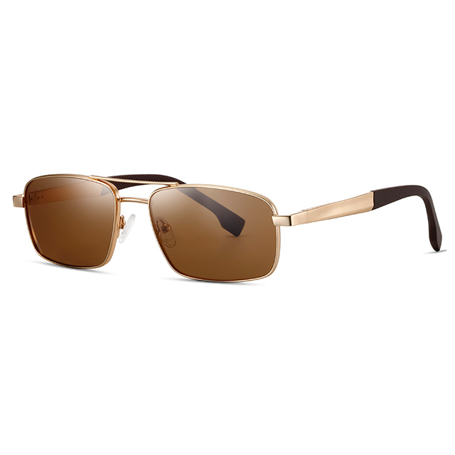 15104 Persegi Panjang Jembatan Hidung Double Men Metal Sunglasses