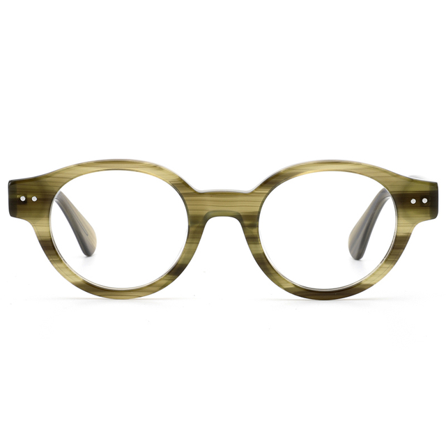 2142 Classic Round Shape Thick Frame and Temples Slim Acetate Construction Optical Glasses