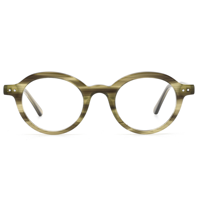 2143 Round Shaped Frame with Arched Nose Bridge Spring Hinge Unisex Acetate Optical Glasses