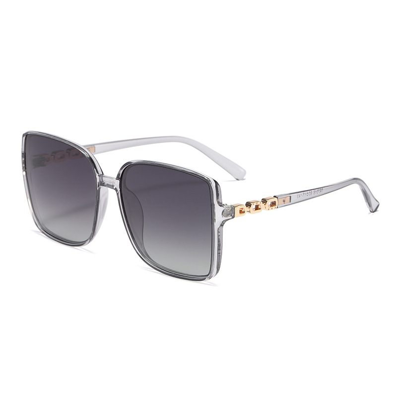 Stock Square Shape Stor innfatning Metalltempler Dame Polariserte TR90 solbriller #81787