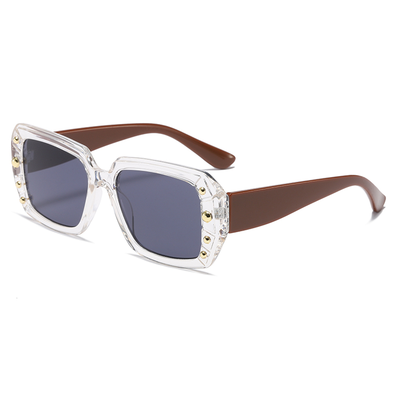 Жіночі поляризаційні сонцезахисні окуляри прямокутної форми №81595 з металевим декором із перероблених ПК