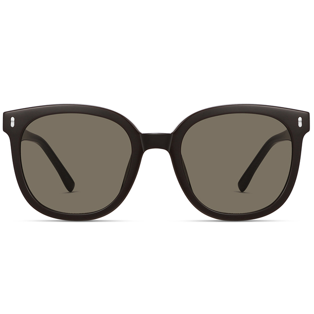 9151 Retro Roundish Acetate Construction Frame High Definition Nylon Lens Sunglasses