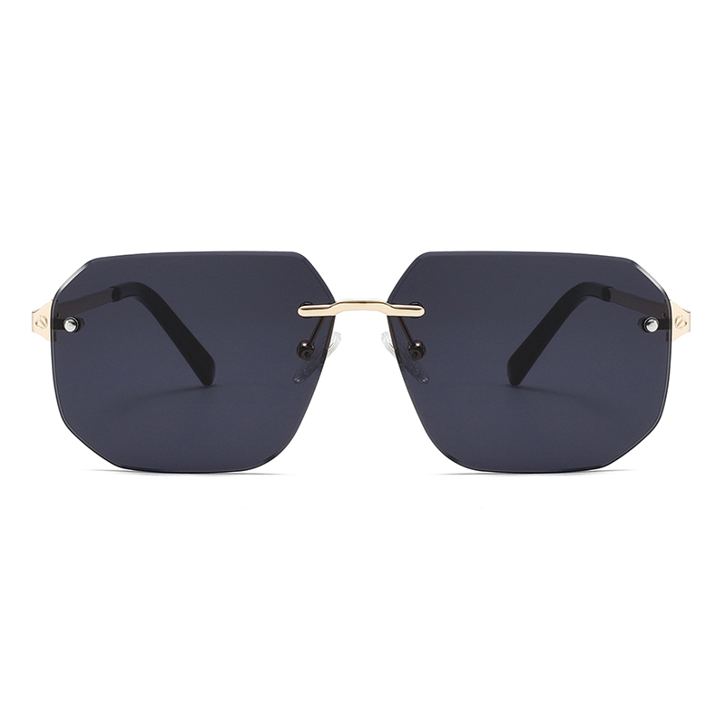 2283 Ramka bez krawędzi z UV400 heksogan soczewką smukłe metalowe świątynie unisex okulary przeciwsłoneczne