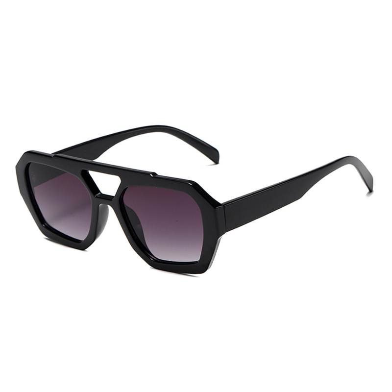 3486 Ogromna geometryczna przednia rama podniesiona podwójne okulary przeciwsłoneczne Unisex w stylu podwójnego mostu