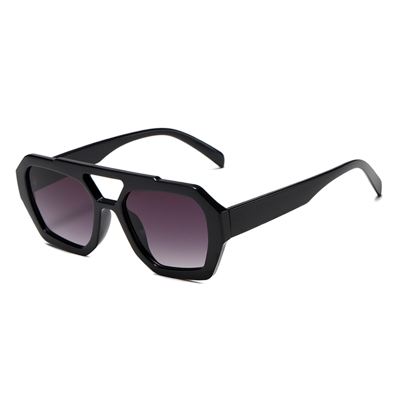 3486 Ogromna geometryczna przednia rama podniesiona podwójne okulary przeciwsłoneczne Unisex w stylu podwójnego mostu