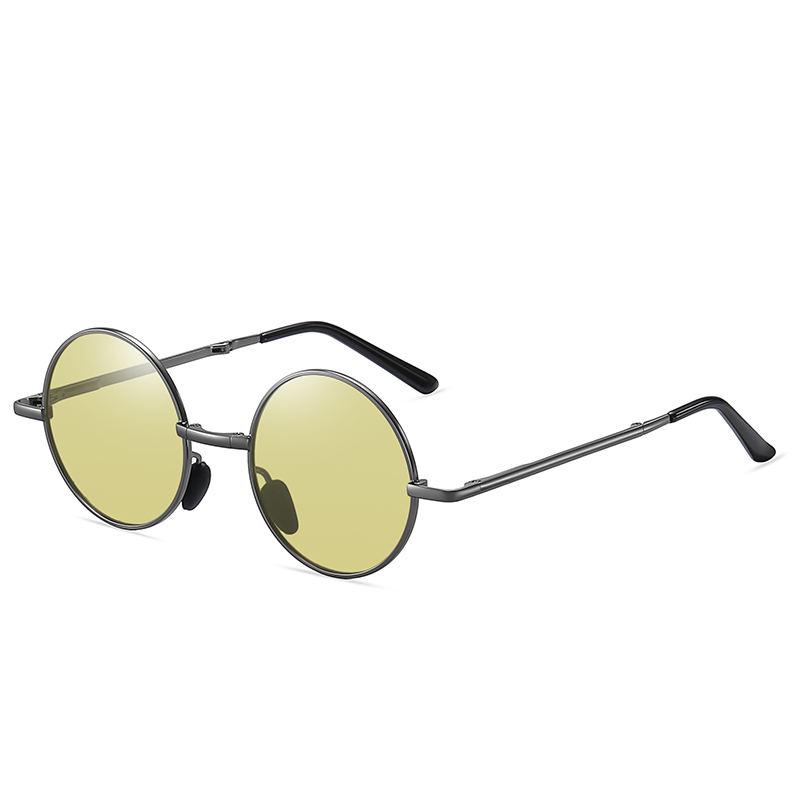 Lommebar sammenleggbar herre/dame metall rundaktig polariserte solbriller #81699