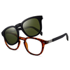 33101 Square Shape Frame with Thin Metal Sheet Temples Unisex Clip On Sunglasses