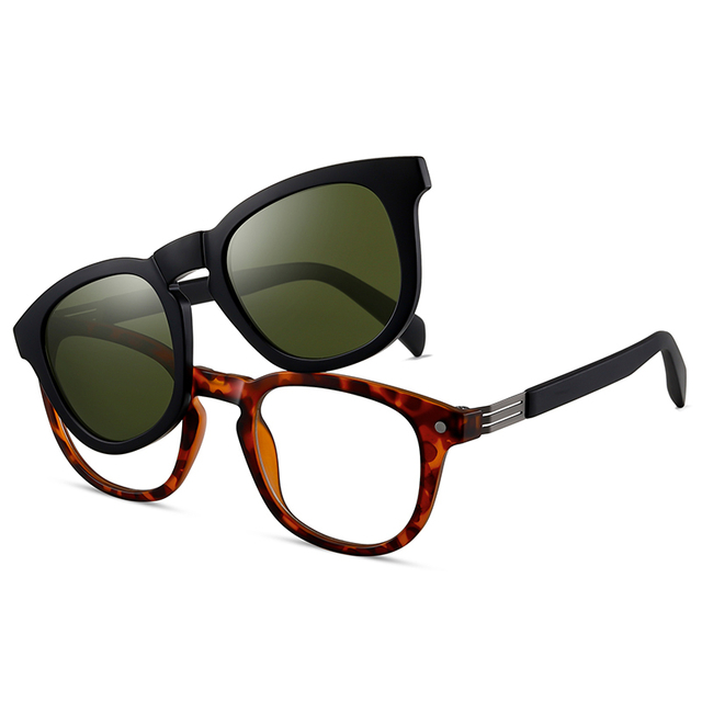 33101 Square Shape Frame with Thin Metal Sheet Temples Unisex Clip On Sunglasses
