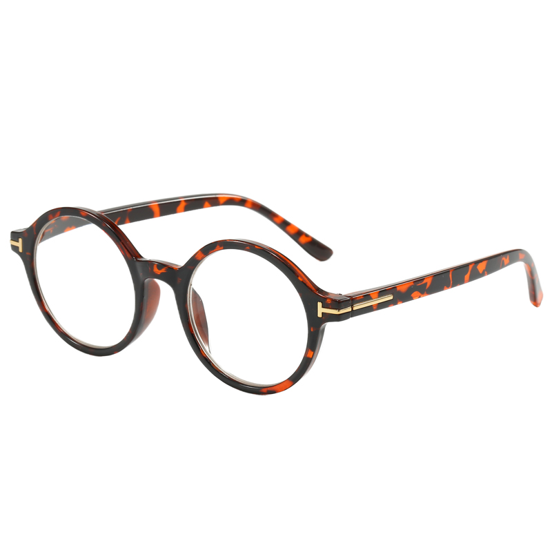 86541 Retro Round Shape Rims Featuring Gold Tone Metal T Studs PC Unisex Optical Frames