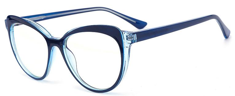 Readymade Cat Eye Crystal Circle Frame Design Blue Light Lenses TR90+CP Women Optical Frames #2038