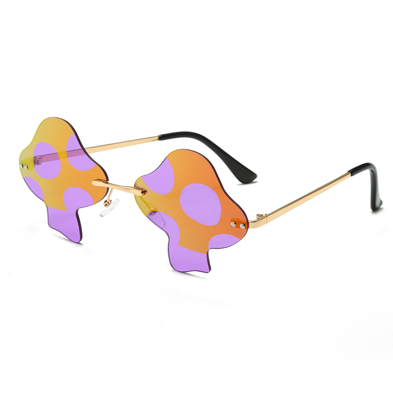 Stock Hot Sale Cute Colorful Mushroom Shape Frame Pakeke Party Haereere Concert Festival Polarized Sunglasses #81198