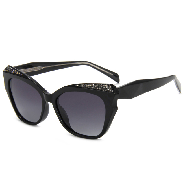 7013 Cat Eye Shape Chunky Eyebrow with Sparkling Rhinestones Fashion Design Women Sunglasses