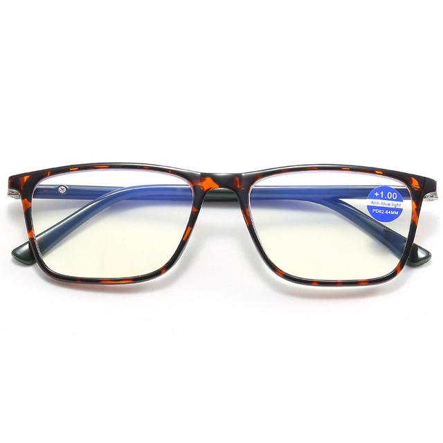 3075 Square Shape Frame Inested Spring Hinge Blue Light Filter Readers