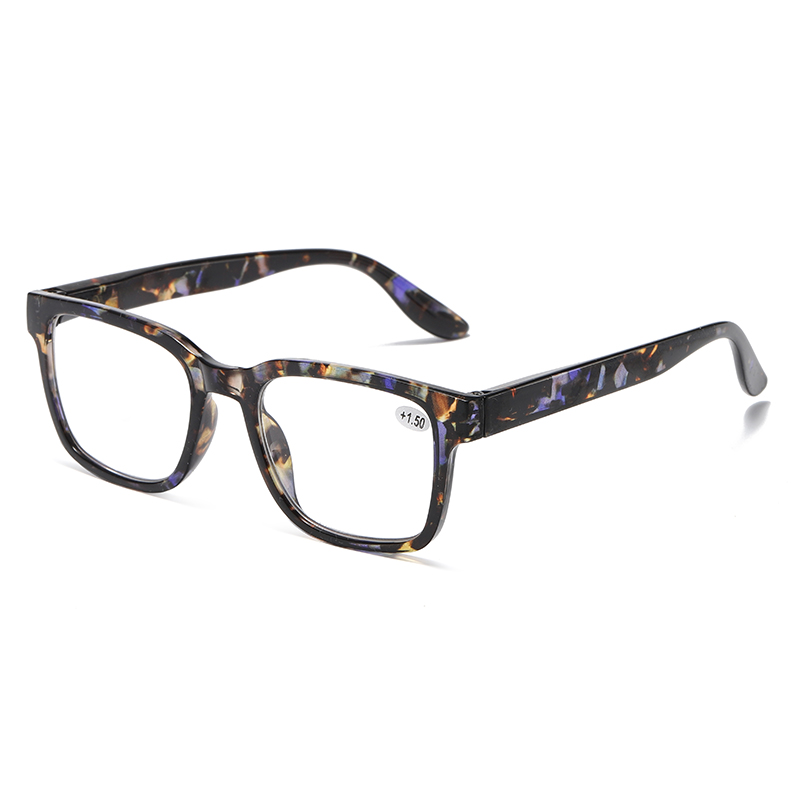 Klassisk retro rektangelform skildpaddefarver Unisex PC-læsebriller #81308