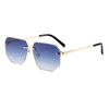 2283 Ramka bez krawędzi z UV400 heksogan soczewką smukłe metalowe świątynie unisex okulary przeciwsłoneczne