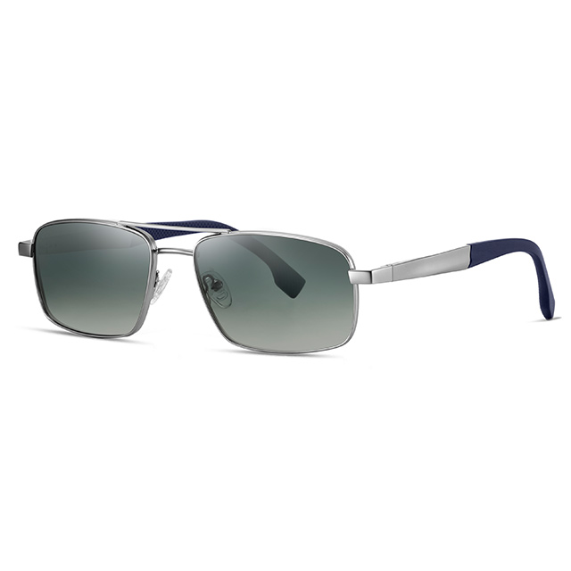 15104 Persegi Panjang Jembatan Hidung Double Men Metal Sunglasses