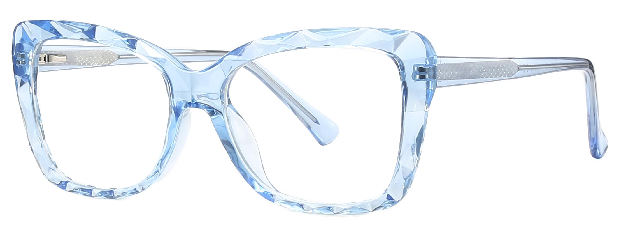 Stock Cat Eye Raised Ice Shape Frame TR90+CP Montatura da vista da donna con luce anti-blu #2009