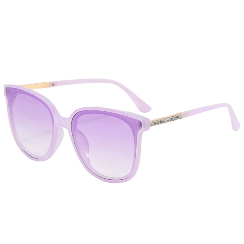 86480 Graceful Round Frame Shiny Rhinestones Decorated Temples Women Sunglasses