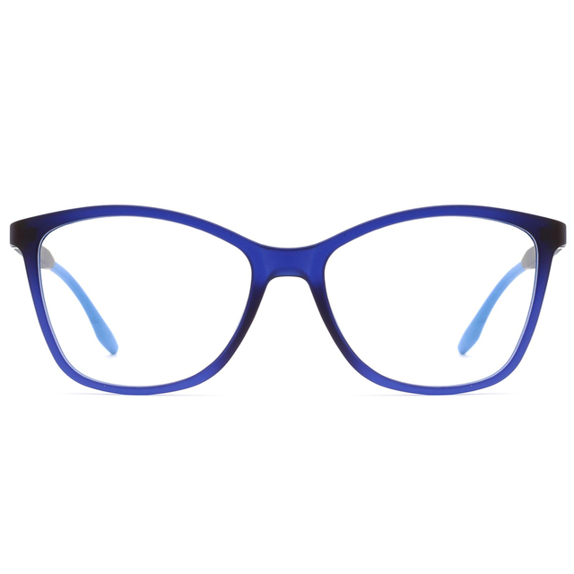 94404 Cat Eye Oval Shaped rame with Metal Studs Accents Extra Durability Full Rim Clip On Eyeglasses