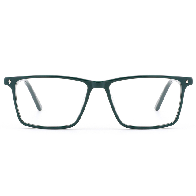 2157 Rectangular Frames with Metal Silver Rhombic Rivets Thin Acetate Construction Men Optical Frames