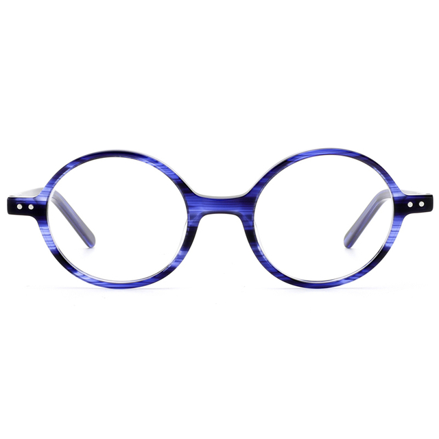 2150 Small Front Frame Spring Hinge Anti Blue light Lens Retro Style Unisex Acetate Opticsl Glasses
