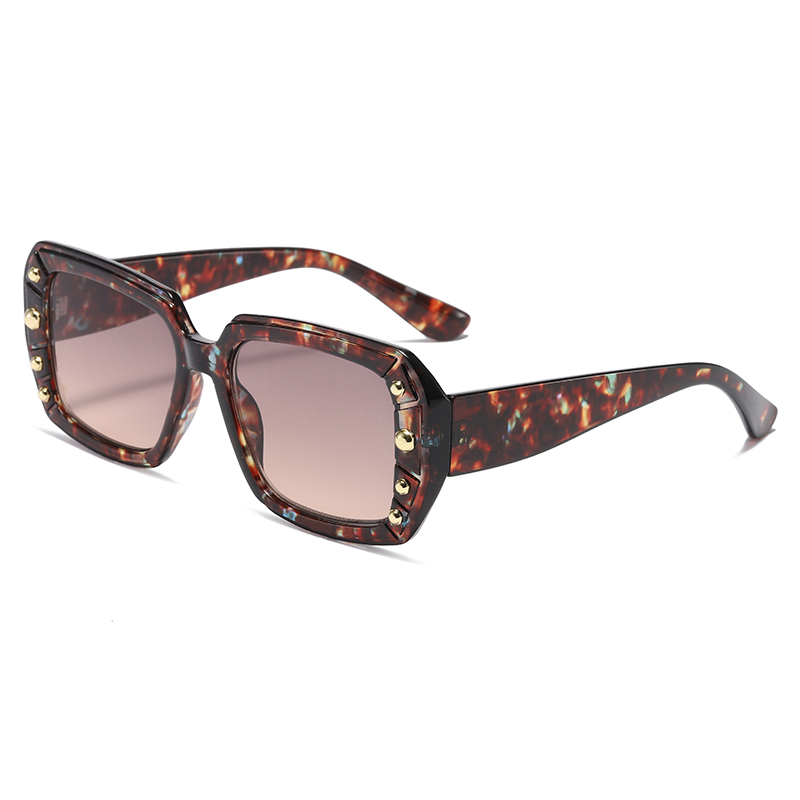 Жіночі поляризаційні сонцезахисні окуляри прямокутної форми №81595 з металевим декором із перероблених ПК