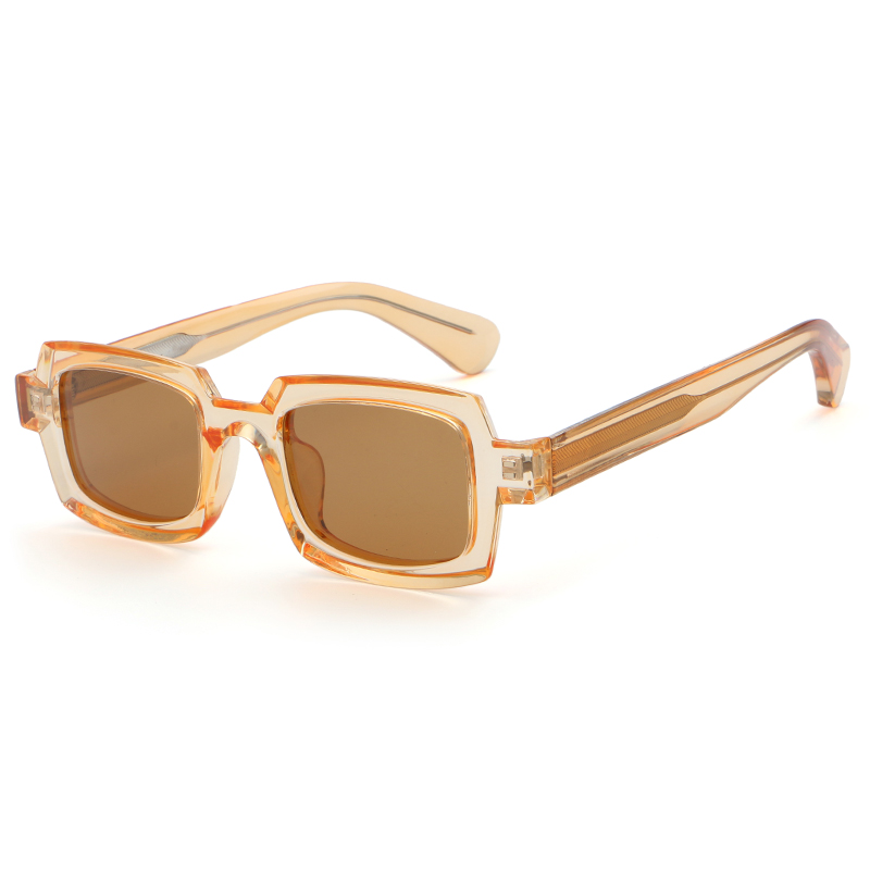 66308 Small Rectange Style Thickness and Textured Plastic Unisex Sunglasses