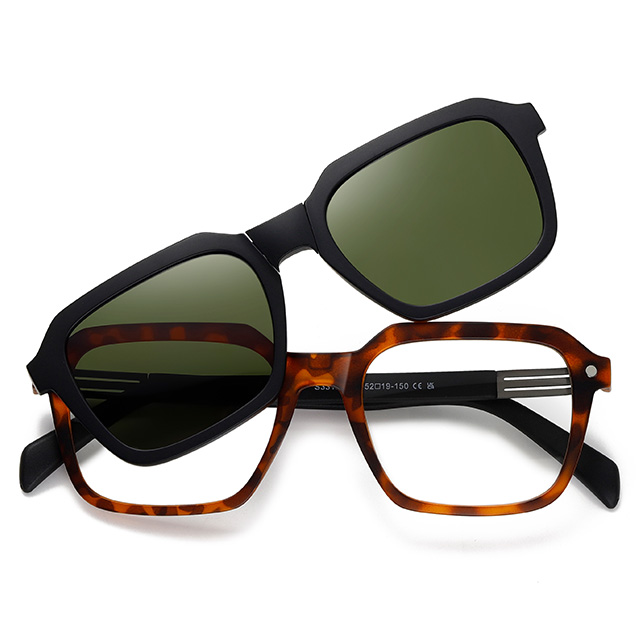 33106 Clip magnétique à cadre géométrique en gros sur les lunettes de soleil