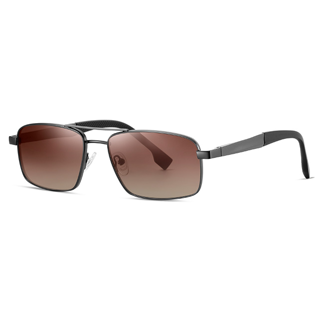 15104 Persegi Panjang Jembatan Hidung Double Men Metal Sunglasses