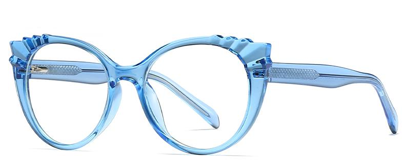 Rekaan Fesyen Stok Mata Kucing Kanta Cahaya Biru Menyekat Penapis Cermin TR90+CP Bingkai Optik Wanita #2037