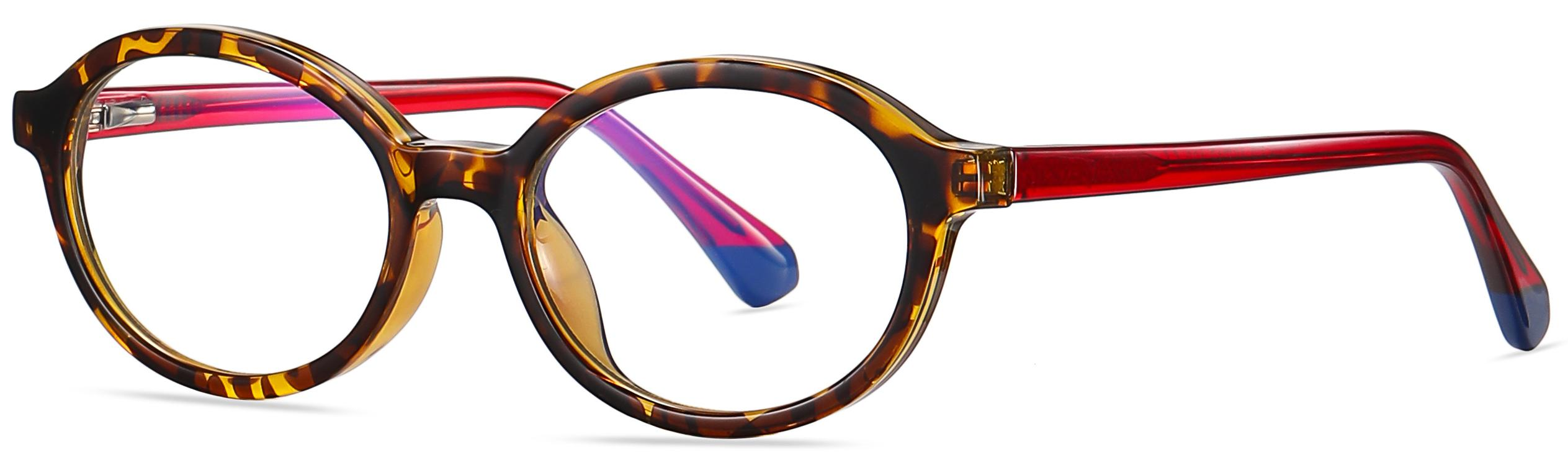 Stock Crystal Tortoise Colors ຮູບຮ່າງກົມມົນ ວັດສະດຸລີໄຊເຄີນ Spring Hinge Metal+TR90 Children Optical Frames #20205