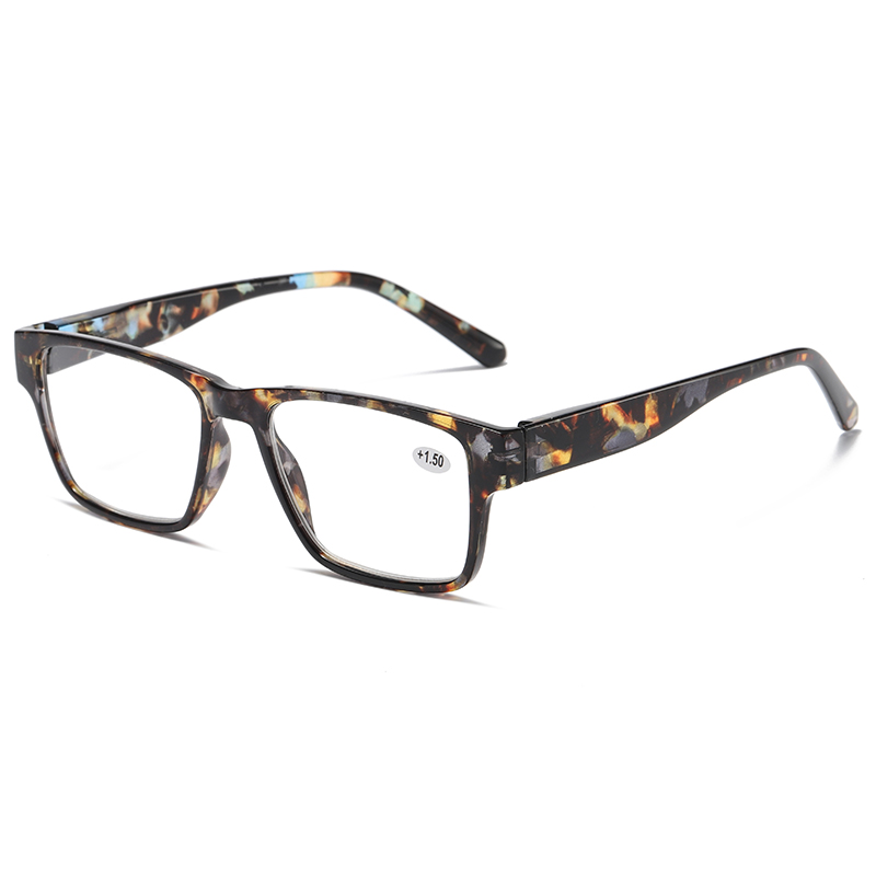 Kształt prostokąta Klasyczne okulary w kolorze żółwia, męskie/damskie, plastikowe okulary do czytania #81310