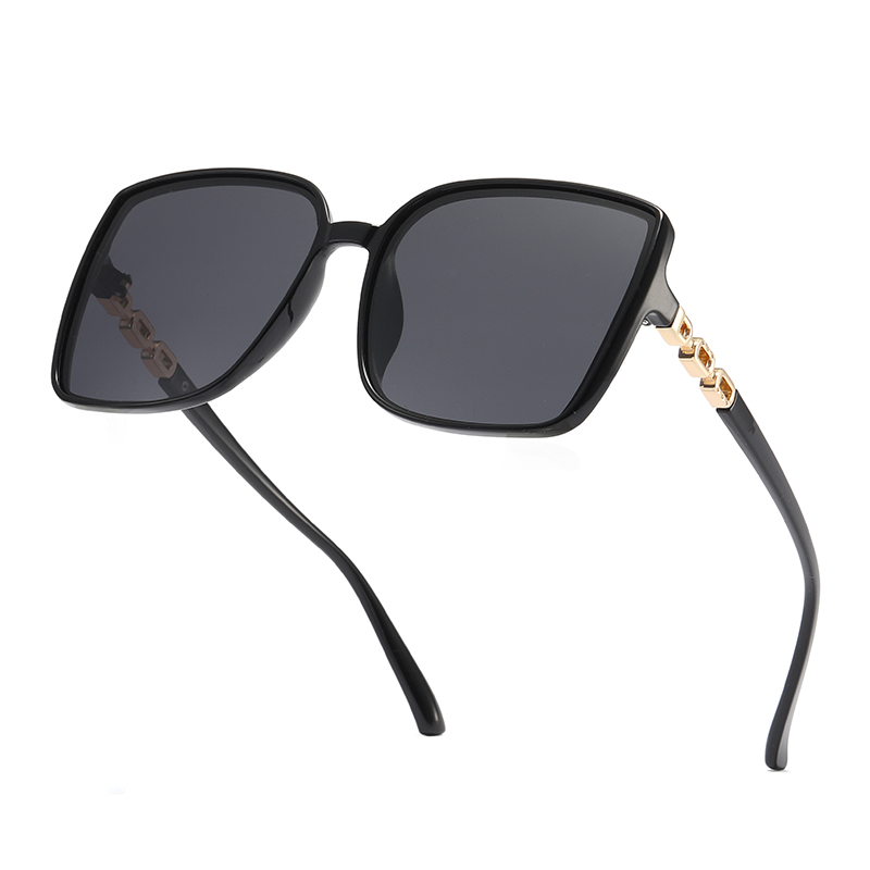 Stock Square Shape Malaking Frame Metal Temples Women Polarized TR90 Sunglasses #81787