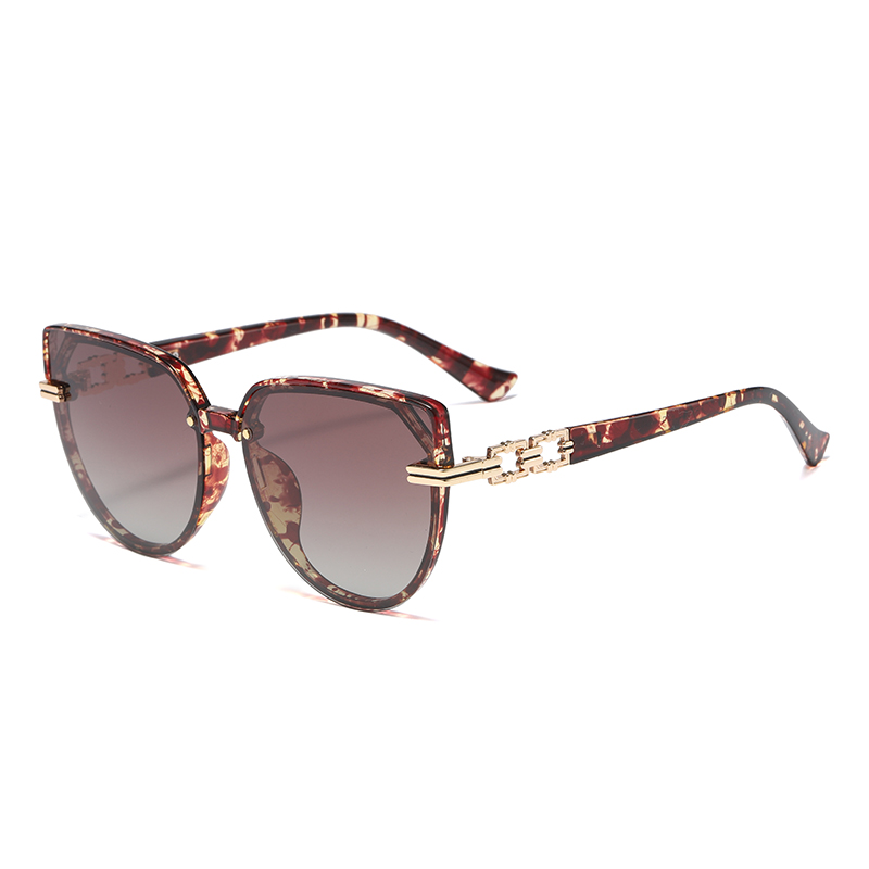 ទំនិញត្រៀមរួចជាស្រេច Cat Eye Shape Metal Chain Decoration Temple Lady TR90 Polarized Sunglasses #81791