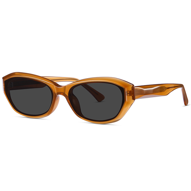 9109 Hexagonal Cat Eye Shaped Frame Features Inflated Design Temples Sunglasses