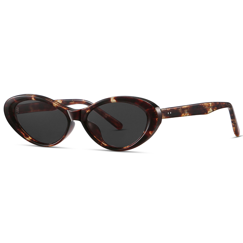 9116 Dynamic Oval Shaped Frame Two Round Rivets on Temples Acetate Sunglasses