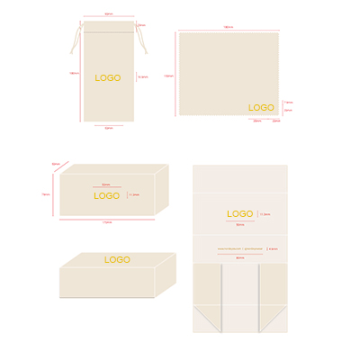 Customized Packagings including cleaning cloth, pouch and case